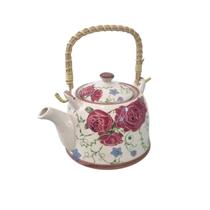 Bule de Chá Rosas Grandes Porcelana Infusor de Inox 900ml