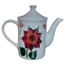 Bule de Porcelana Decorada à Mão 700ml para Café, Chá e Leite com Bico Longo