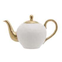 Bule De Porcelana Para Chá 1 Litro Wolff Dubai Branco e Dourado Bule De Porcelana Para Chá 1 Litro Wolff Dubai Branco e Dourado