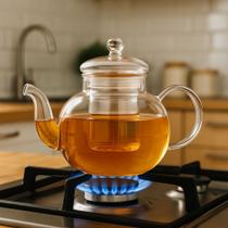 Bule De Vidro Borossilicato 600ml Chaleira Infusor Removível