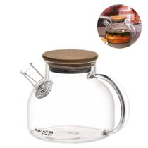 Bule de Vidro Coador de Bico Tampa de Bambu 500ml Bugatti