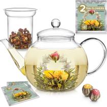 Bule de vidro Teabloom 1000ml, fogão, seguro para micro-ondas