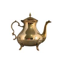 Bule Dec. Metal Dourado Pintura Fresca 19X22cm - SALDÃO.