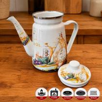 Bule Esmaltada Italy Vintage 1,2L Ferro Esmaltado Branco Charm