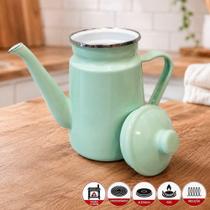 Bule Esmaltada Jade Vintage Aço Ferro Esmaltado para Todos Fogões Verde Charm