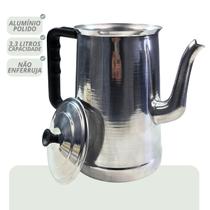 Bule hotel 3,3 litros multiuso alumínio resistente cabo plástico baquelite com tampa tamanho médio
