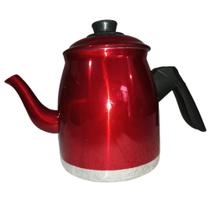 Bule Médio N6 Fervedor Para Chá Café Alumínio Forte Polido Colorido Vermelho Preto . - RL