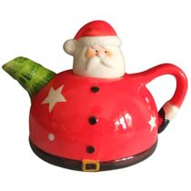 Bule Natalino Com Tampa 350ml Papai Noel Cerâmica 17x13x13cm Bule Natalino Com Tampa 350ml Papai Noel Cerâmica 17x13x13cm