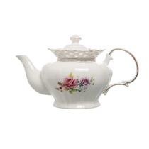 Bule p/ Chá Mon Cheri em New Bone China Borda Ouro 1,1L Bule p/ Chá Mon Cheri em New Bone China Borda Ouro 1,1L