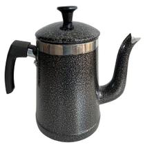 Bule Para Café e Leite em Alumínio Craquelado Preto Grande