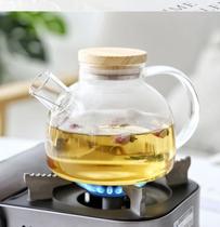 Bule Para Chá De Vidro (vai Ao Fogo) Tampa Bambu 1l Bule Para Chá De Vidro (vai Ao Fogo) Tampa Bambu 1l