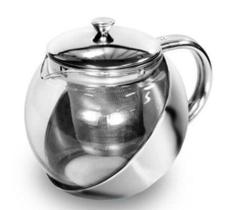 Bule para cha vidro com inox - kehome