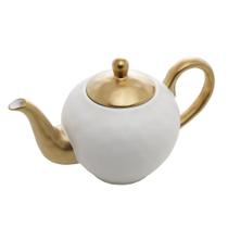 Bule para Chá Wolff Dubai de Porcelana Branco e Dourado 1L