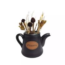 Bule Pequeno de Ceramica Elegance Decorativo Flowers Black - Decore Casa