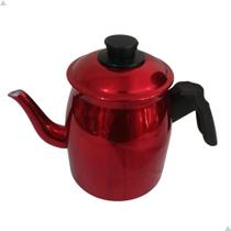 Bule Pequeno Vermelho Café Leite Chá 1 Litro Alumínio Reforçado Com Tampa Bule Pequeno Vermelho Café Leite Chá 1 Litro Alumínio Reforçado Com Tampa