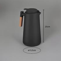 Bule Térmico 1 Litro com Ampola de Vidro e Alça de Madeira - Design Sofisticado