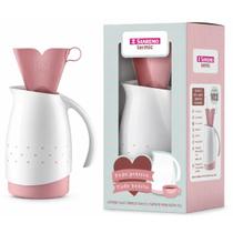 Bule Térmico Branco 700ml Com Suporte Para Filtro Rosa