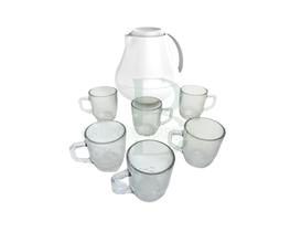 Bule Térmico Branco com kit de 6 Xícaras de Vidro