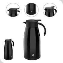 Bule Termico Garrafa de Café Chá 1,5L Preta Com Alça Gatilho Soprano