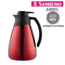 Bule Termico Sanremo Acolher 100% Inox Vermelho 1 Litro