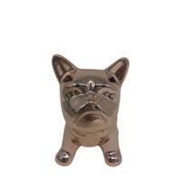 Bulldog pequeno de cerâmica decorativo rose gold