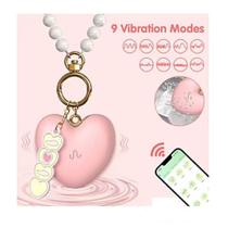 Bullet Recarregável Formato Coração com Alça de Pérolas Controle via Aplicativo à Distância Bullet Recarregável Formato Coração com Alça de Pérolas Controle via Aplicativo à Distância