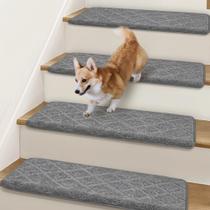 Bullnose Stair Treads NEKL 24x81 cm, cinza antiderrapante, 14 unidades