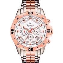 Bulova masculino analógico cronógrafo prata/rose wb31738z