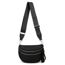 Bum bag hibear Pure Colour para mulheres, tiracolo, nylon, preto