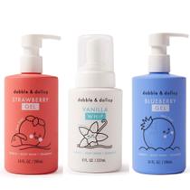 Bundle Dabble & Dollop 3 em 1 para banho de espuma natural, sabonete líquido e xampu