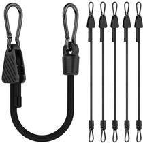 Bungee Cords Rugtol atualizado e ajustável, pacote com 6, preto