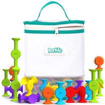 BUNMO 44pcs Brinquedos texturizados de banho infantil grudam em superfícies e pop Texturas sensoriais únicas para estimulação - Brinquedos finos do motor, brinquedos de banho de buraco, brinquedos de sucção para crianças, sem brinquedos de banho