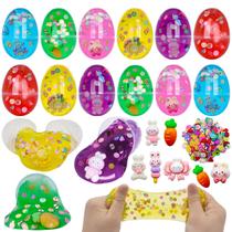 Bunny Slime Eggs pré-preenchidos, pacote com 12 brinquedos de Páscoa Olixmlya