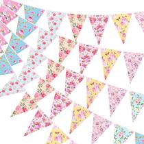 Bunting Banners JijaCraft Tea Floral Party, pacote com 4, 3 m
