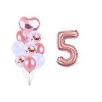 Buque 9 Balões Bexiga Coração o e 1 Número Metalizado 70cm