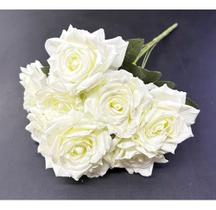 Buquê 9 Rosas Brancas Artificial Decoração Casamento Festa. - oem