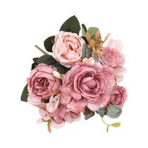 Buquê Artificial de Hortênsias e Peônias Rosa - Decoração Retro para Casa e Casamento