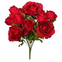 Buque artificial de rosas vermelhas com 10 flores e folhagem