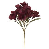 Buque astromelia em cetim 15 botoes vermelho outono 34cm