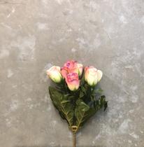 Buquê Botão Rosas Rosa 28cm com 7 Unidades - Flórida Decorações