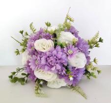 Buquê Bouquet De Noiva Artificial Casamento Civil Lilás - império das flores