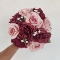 Buquê, Bouquet De Noiva Casamento Rosas E Chuva De Prata