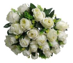 Buquê Com 24 Rosas Artificiais Grande 40cm Flores Arranjo