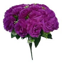 Buquê Com 24 Rosas Artificiais Grande 40cm Flores Arranjo