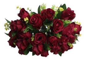 Buquê Com 24 Rosas Artificiais Grande 40cm Flores Arranjo