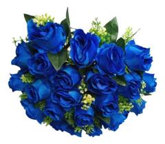 Buquê Com 24 Rosas Artificiais Grande 40cm Flores Arranjo