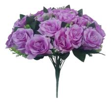 Buquê Com 24 Rosas Artificiais Grande 40cm Flores Arranjo