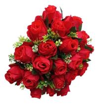 Buquê Com 24 Rosas Artificiais Grande 40cm Flores Arranjo