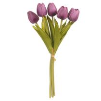 Buque Com 5 Tulipas de Espuma Púrpura Outono 32cm