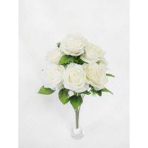 Buque com 9 Rosas Brancas em Plástico/Tecido 45cm - H8 Buque com 9 Rosas Brancas em Plástico/Tecido 45cm - H8